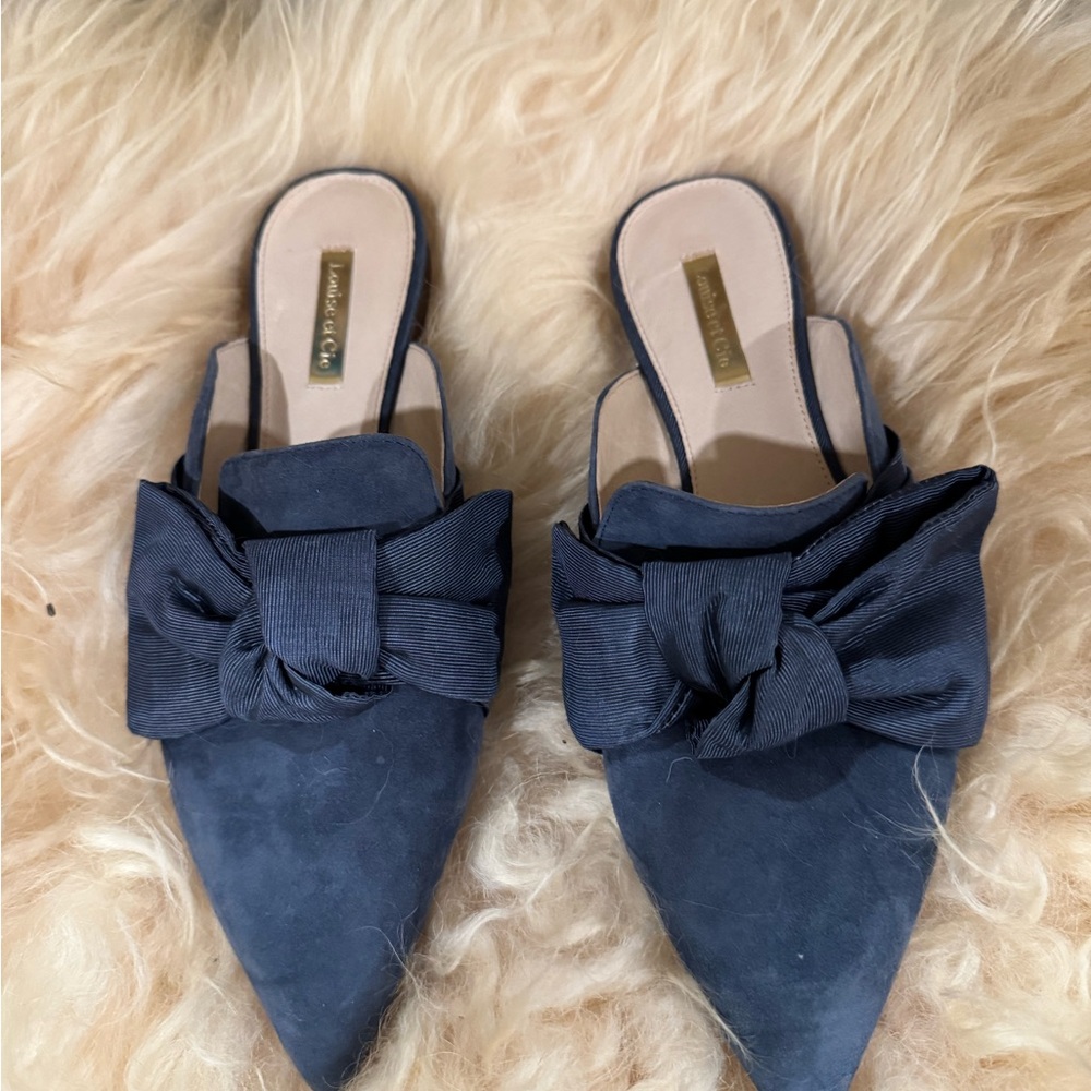 Louise et Cie Dark Blue Bow Mules